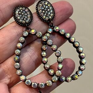 Iridescent Crystal Drop/Dangle Earrings black finish